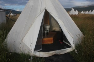 The very UNattached bathroom at Yellowstone Under Canvas.